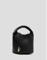 Paula Hobo Midi Handbag in Black Braided Leather