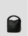 Paula Hobo Midi Handbag in Black Braided Leather