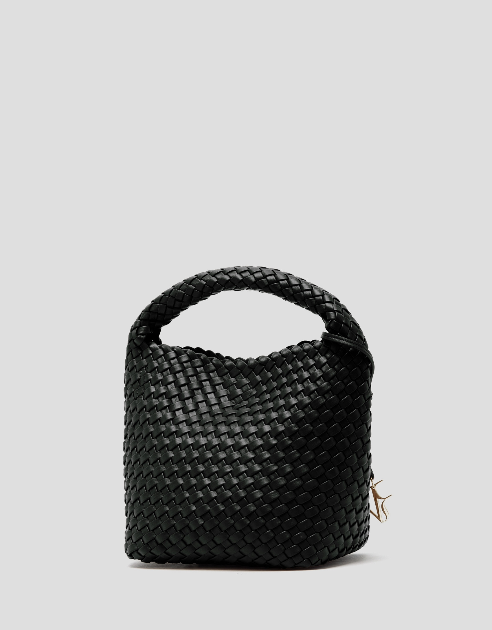Paula Hobo Midi Handbag in Black Braided Leather