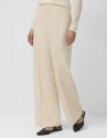 High-waisted straight-leg ecru crepe trousers | Roberto Verino