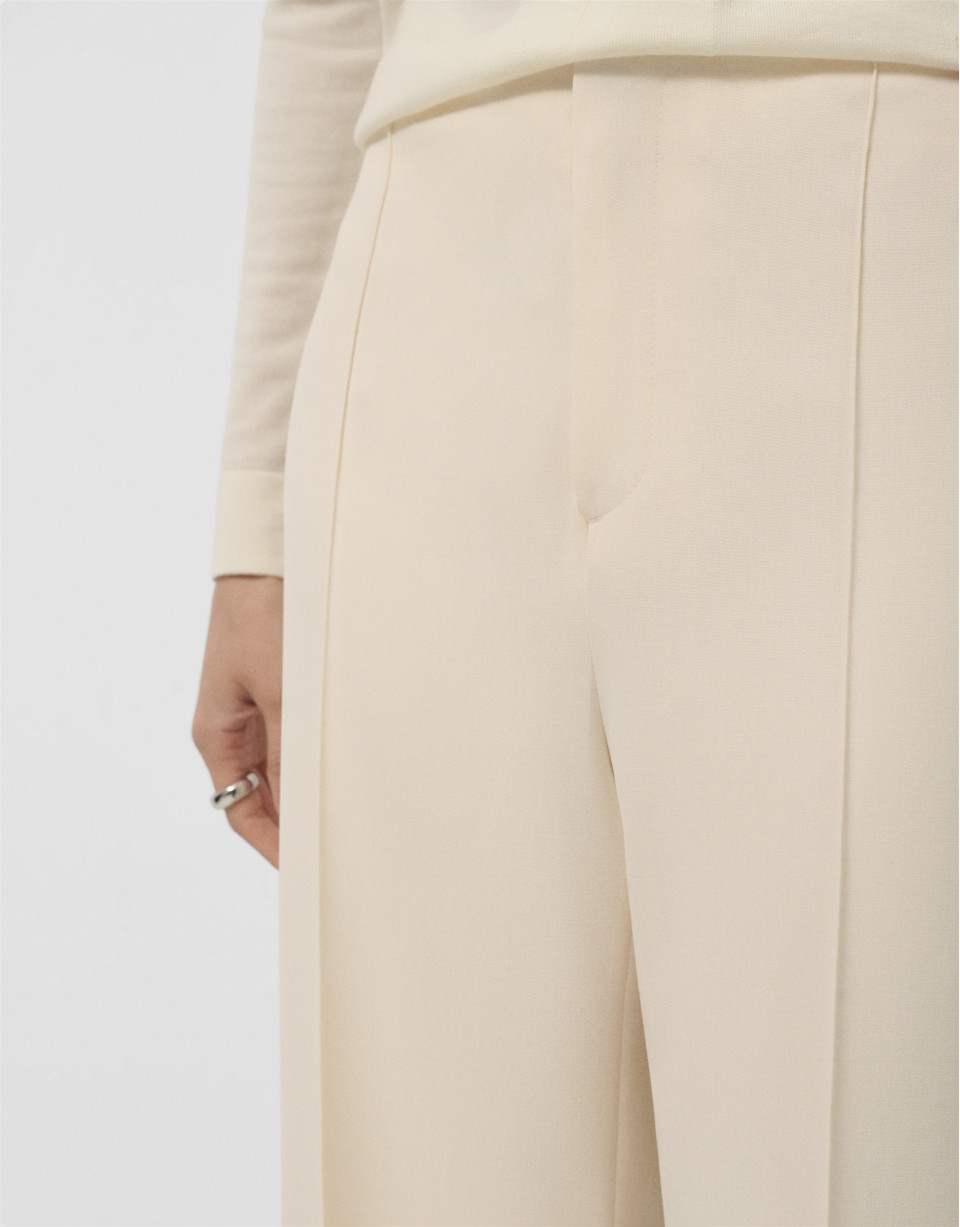 Pantalón recto talle alto crepé crudo - Mujer | Roberto Verino