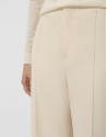High-waisted straight-leg ecru crepe trousers | Roberto Verino