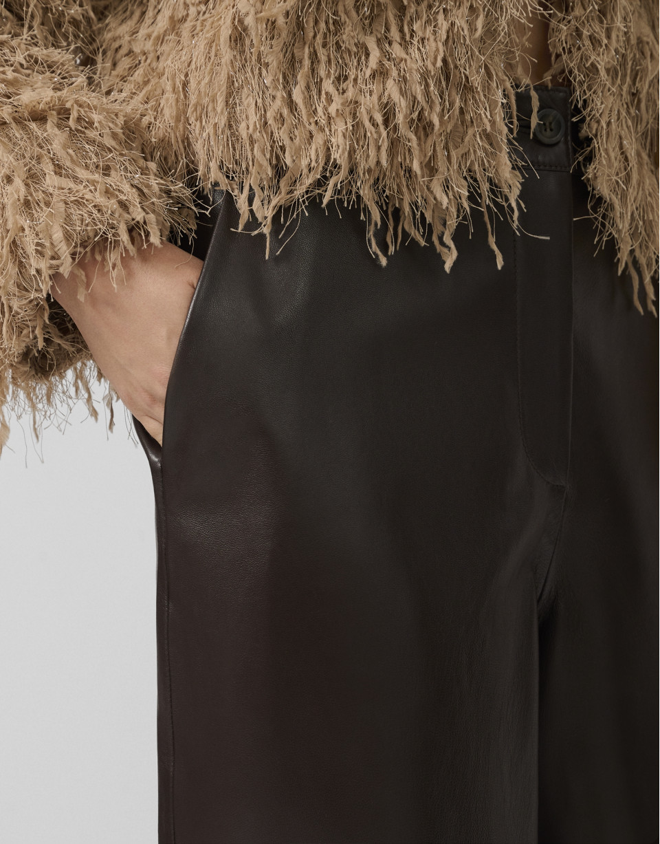 Pantalón ancho napa marrón - Mujer - OI2025 | Roberto Verino