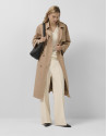 High-waisted straight-leg ecru crepe trousers | Roberto Verino