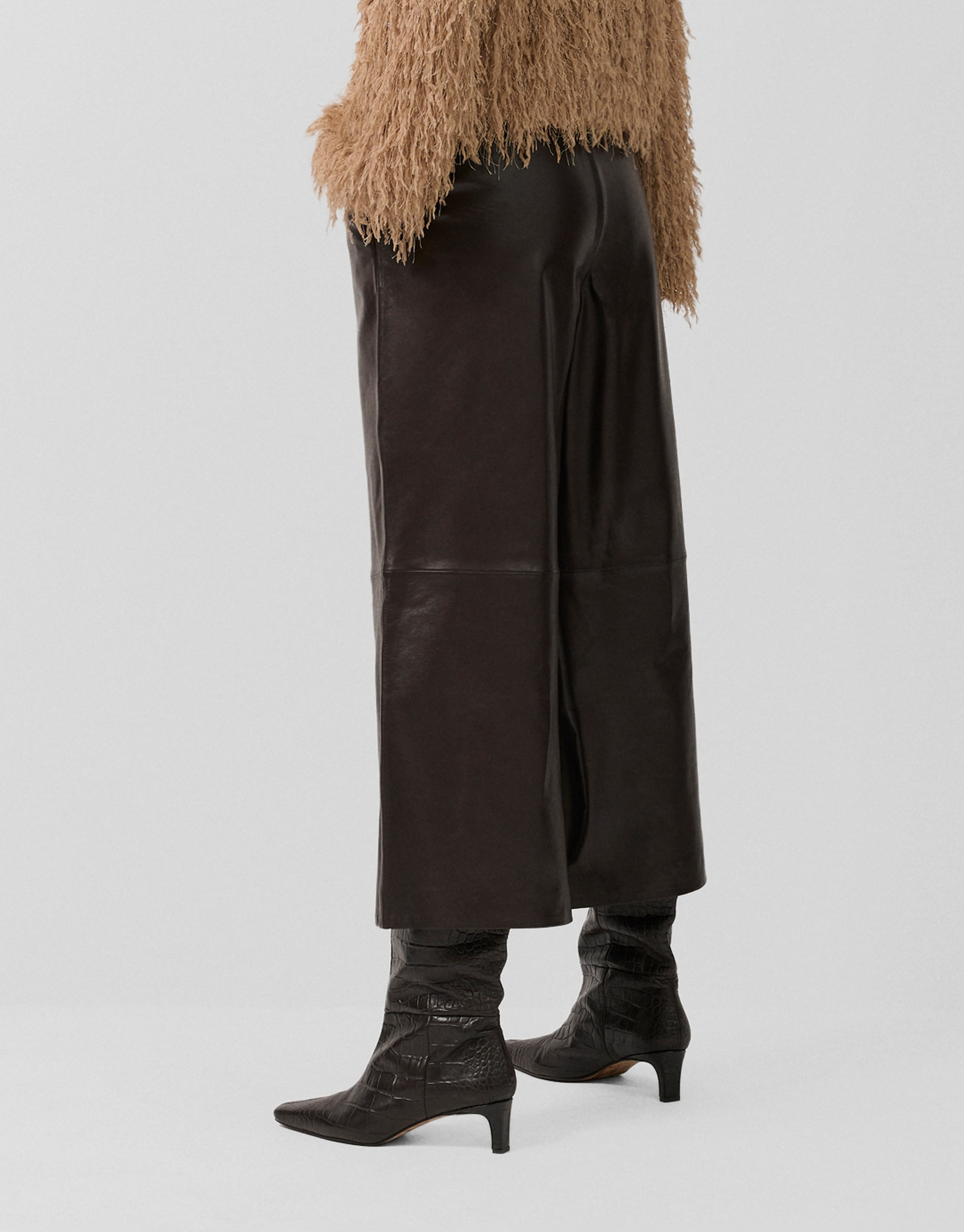 Brown napa wide-legged trousers - Woman | Roberto Verino