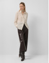 Beige striped shirt with bow at the neck | Roberto Verino