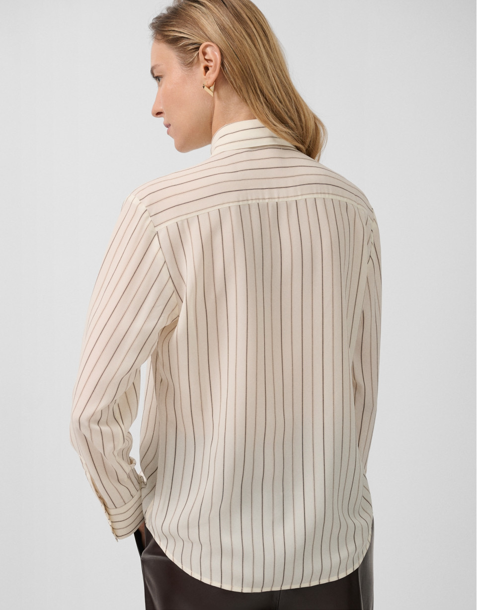 Camisa listas beige con lazada en cuello | Roberto Verino