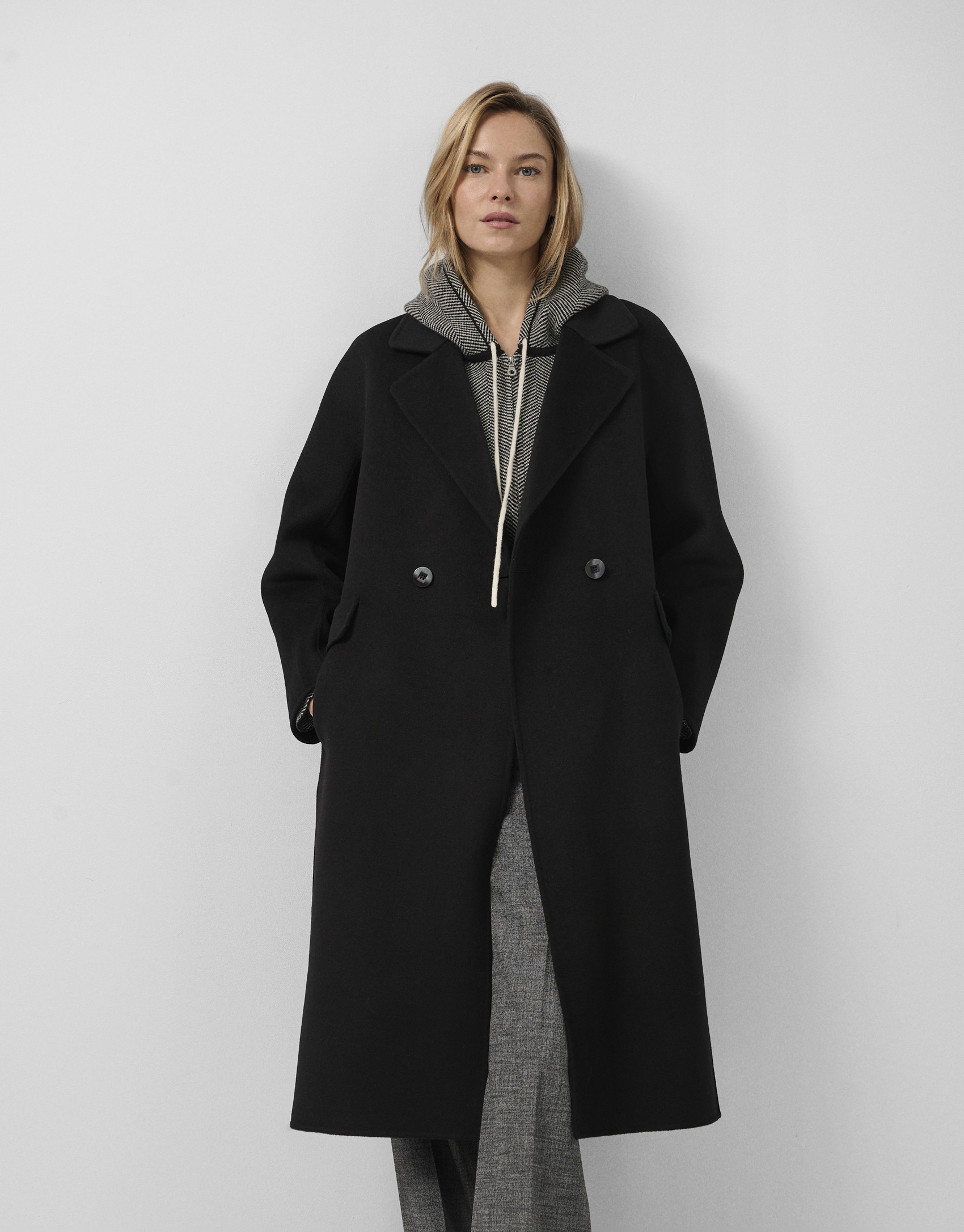 Abrigo largo oversize doble faz negro - Mujer | Roberto Verino