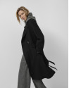 Abrigo largo oversize doble faz negro - Mujer | Roberto Verino