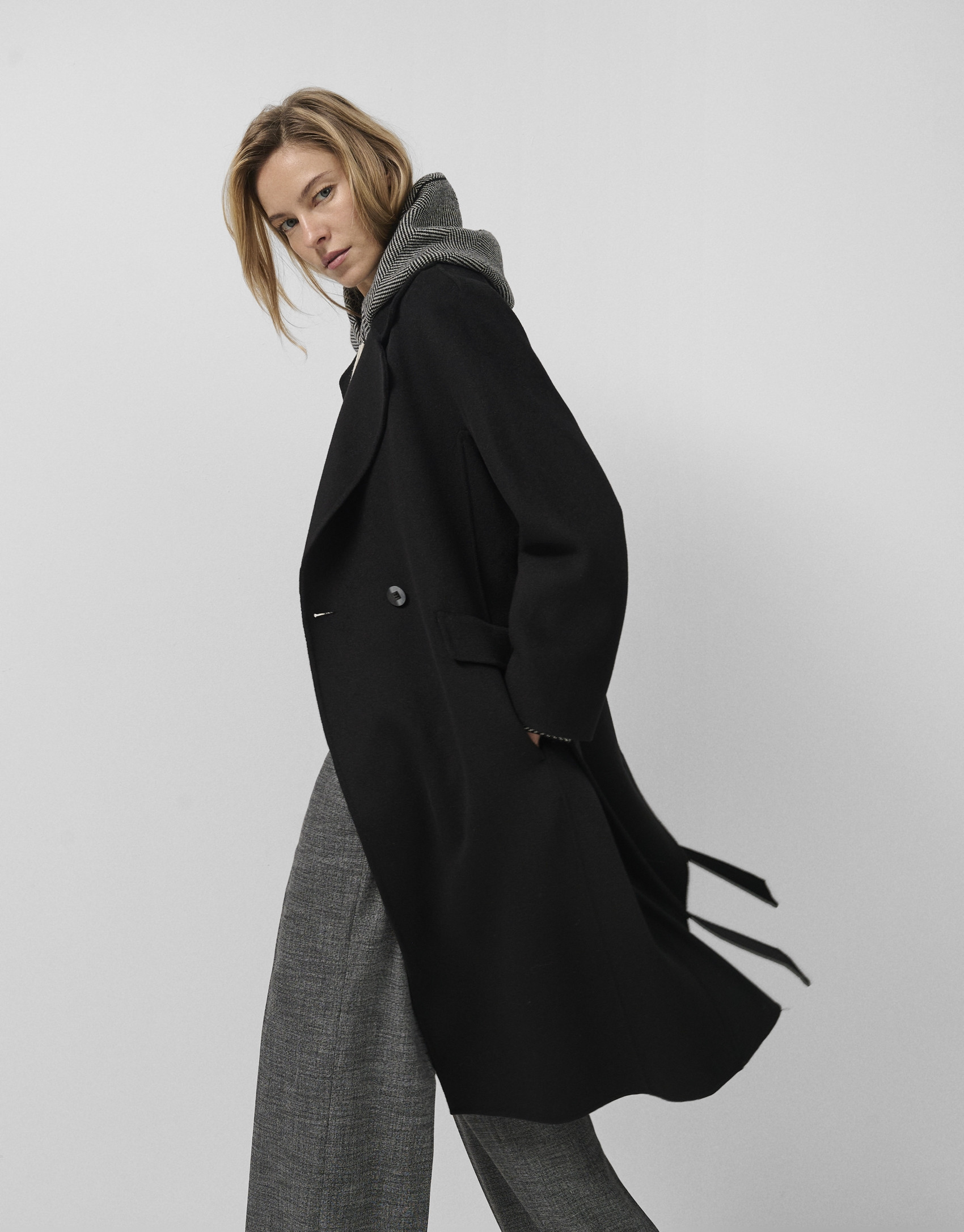 Abrigo largo oversize doble faz negro - Mujer | Roberto Verino