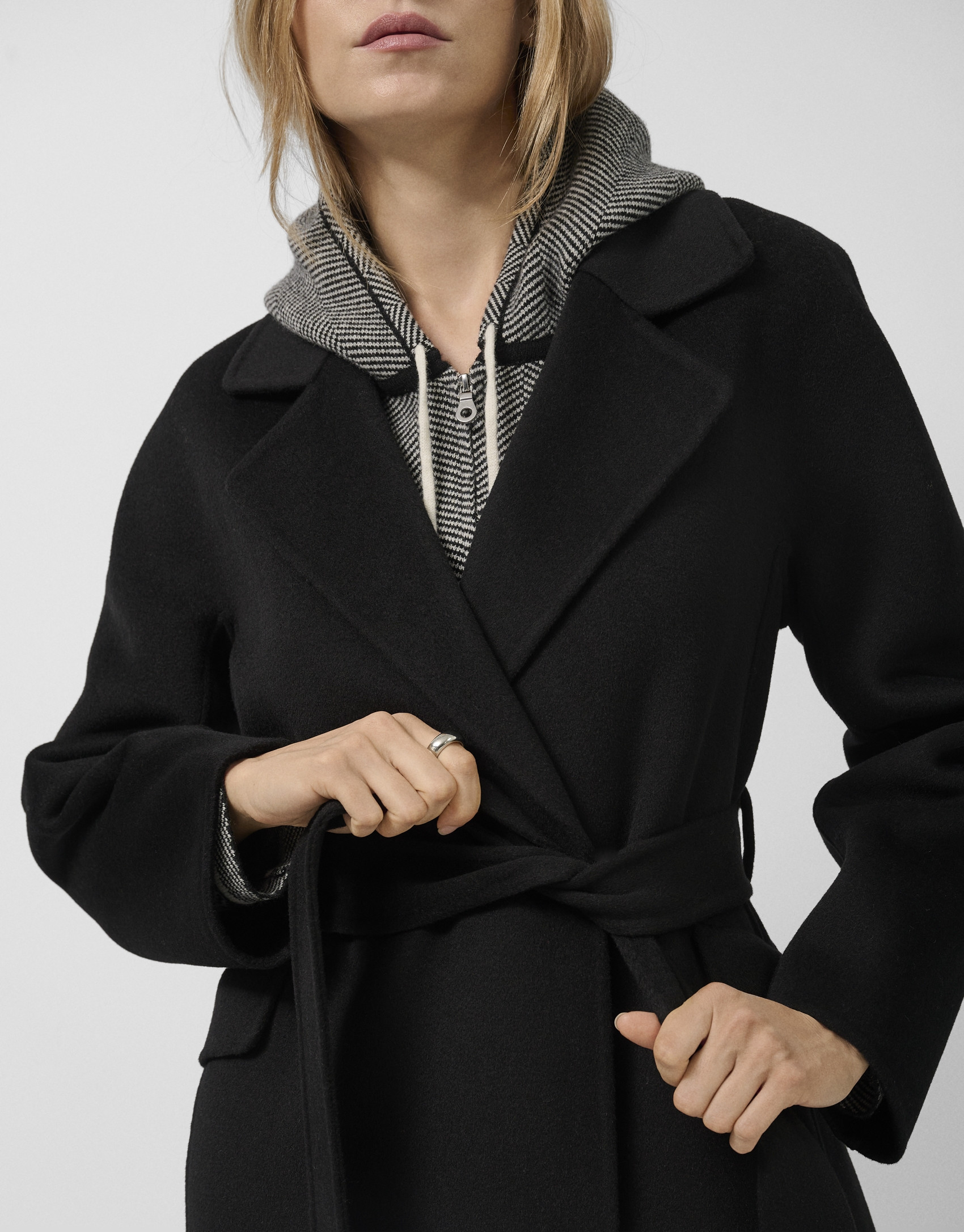 Abrigo largo oversize doble faz negro - Mujer | Roberto Verino