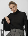 Black fine wool turtleneck sweater - Woman | Roberto Verino