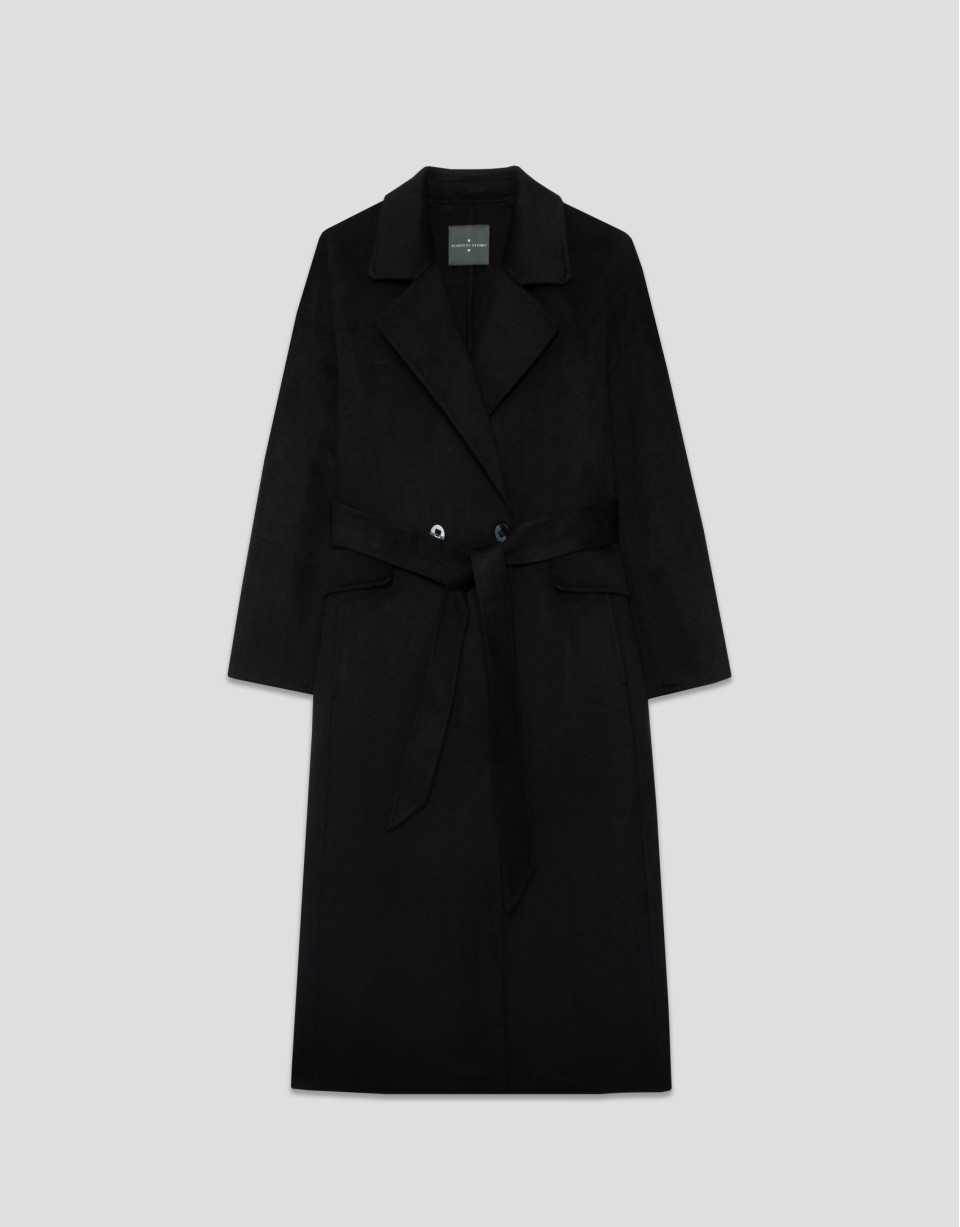 Abrigo largo oversize doble faz negro - Mujer | Roberto Verino