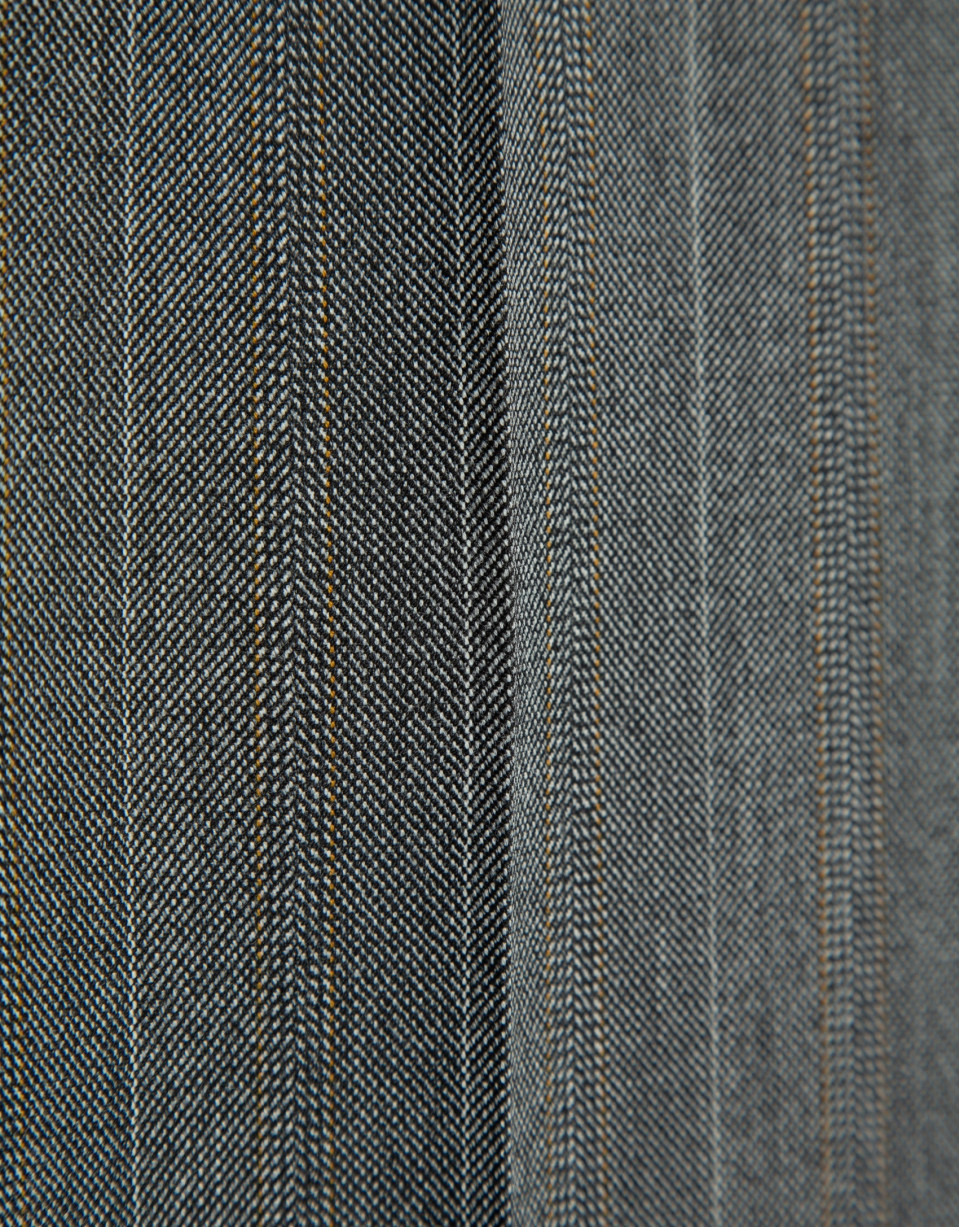 Straight grey herringbone trousers with camel... | Roberto Verino