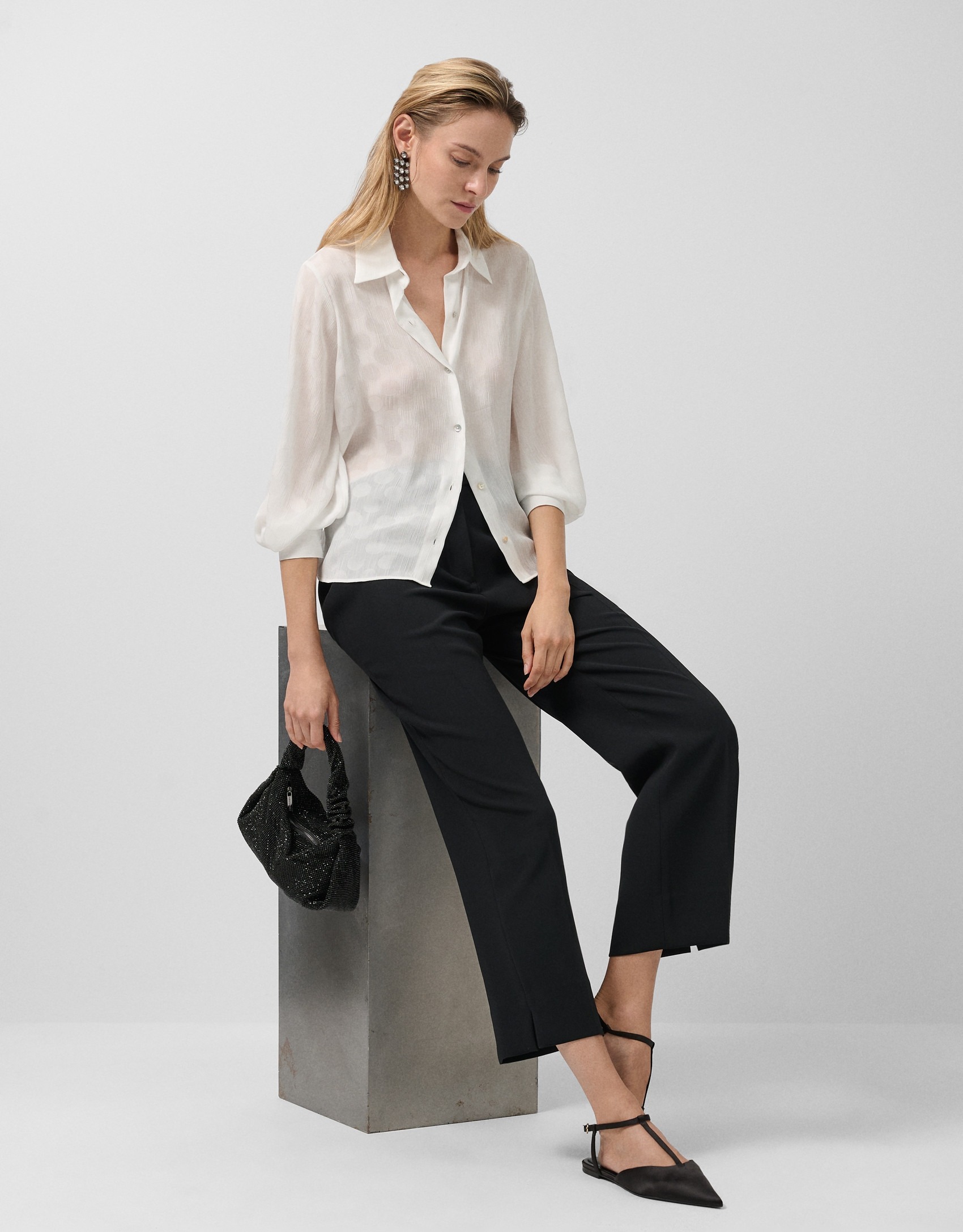 Pantalón recto crepé negro - Mujer - OI2025 | Roberto Verino