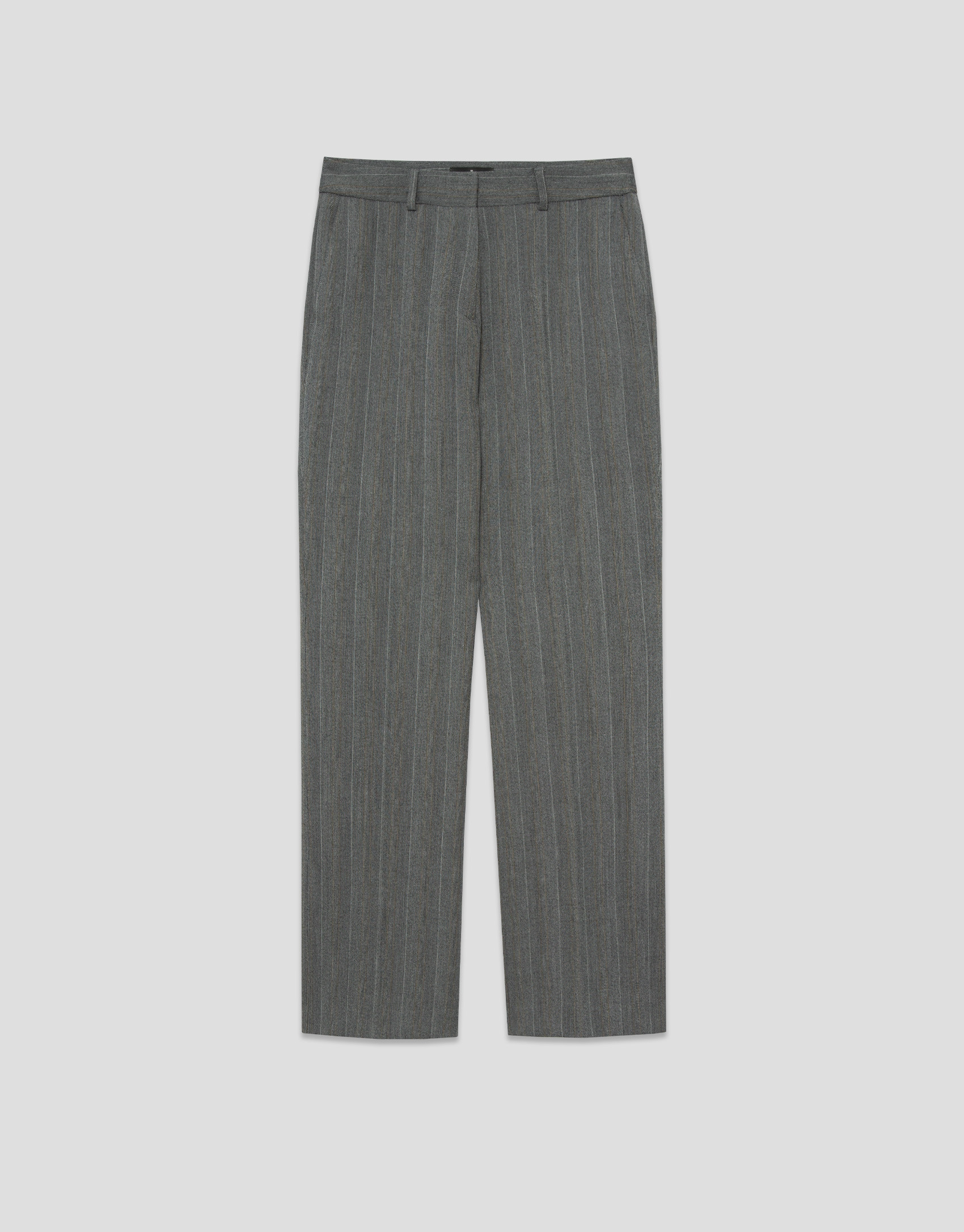 Straight grey herringbone trousers with camel... | Roberto Verino