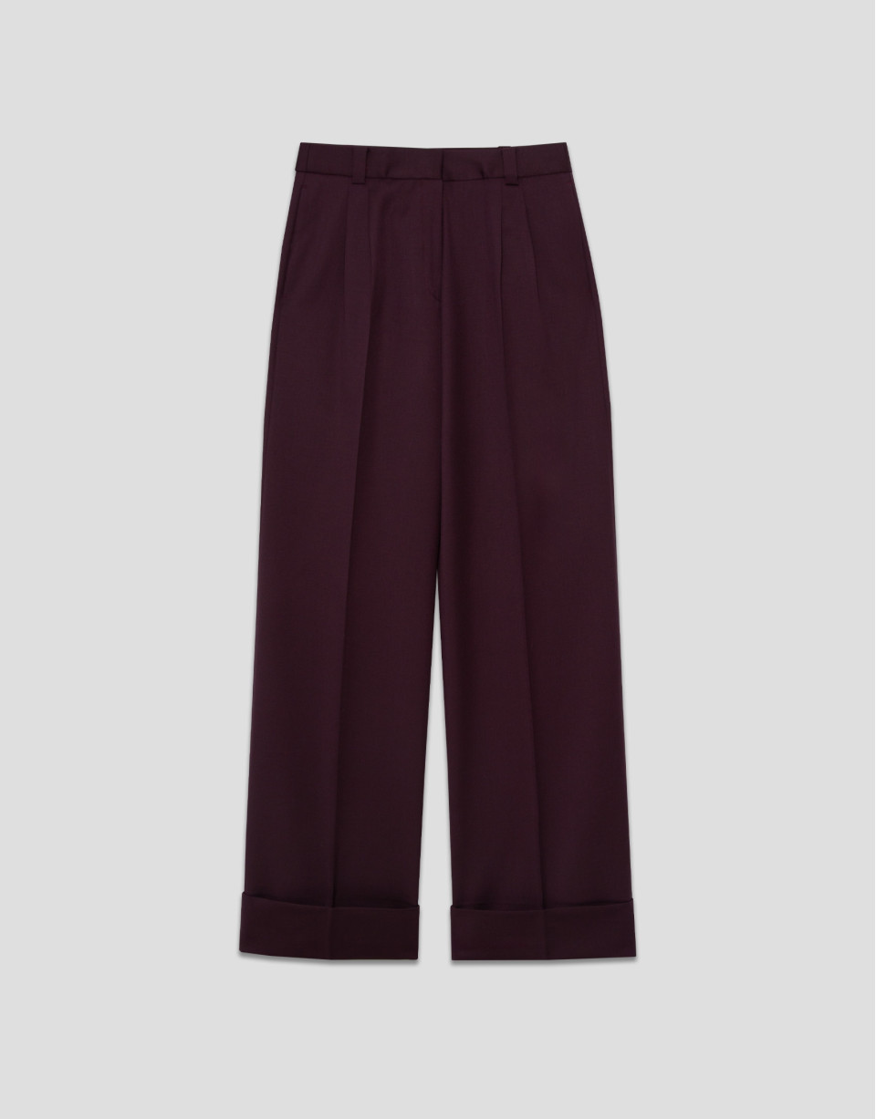 Pantalón pinzas corte masculino lana burdeos | Roberto Verino