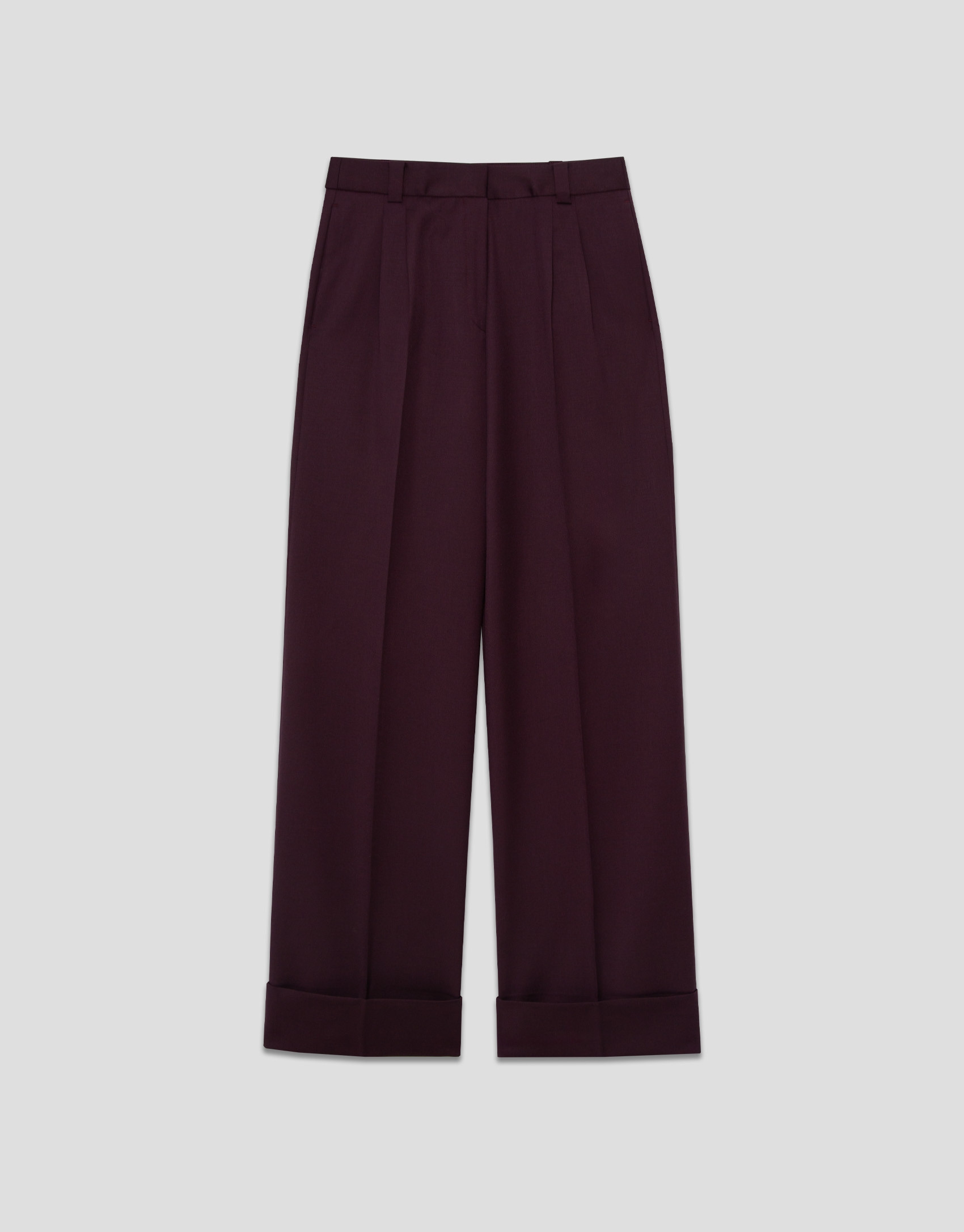 Men's cut pleated trousers in burgundy wool | Roberto Verino