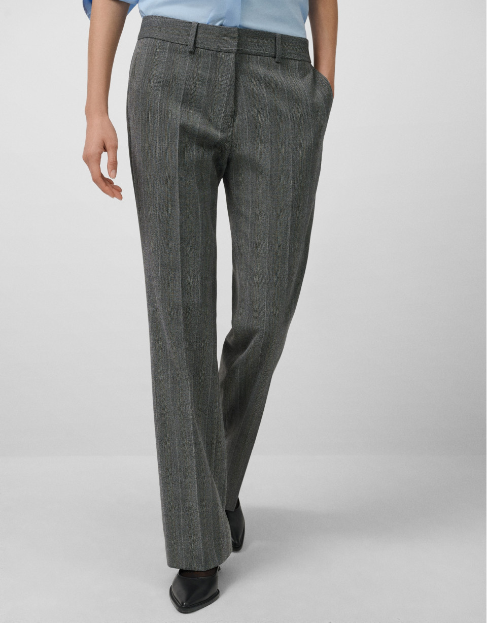 Straight grey herringbone trousers with camel... | Roberto Verino