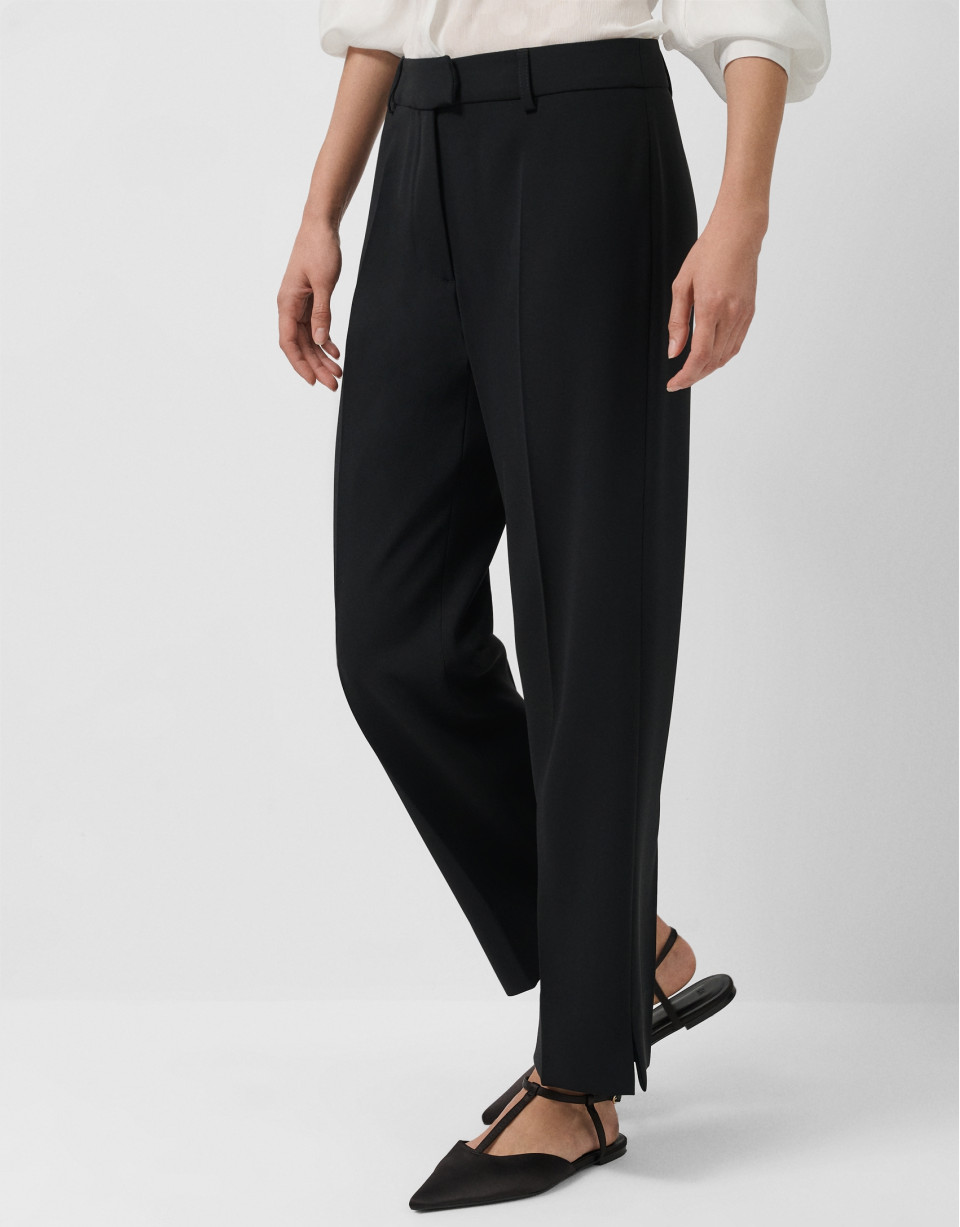 Pantalón recto crepé negro - Mujer - OI2025 | Roberto Verino