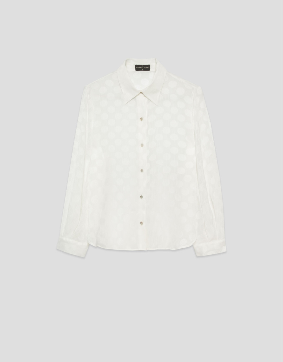 Camisa en bambula blanco con jacquard de ... | Roberto Verino
