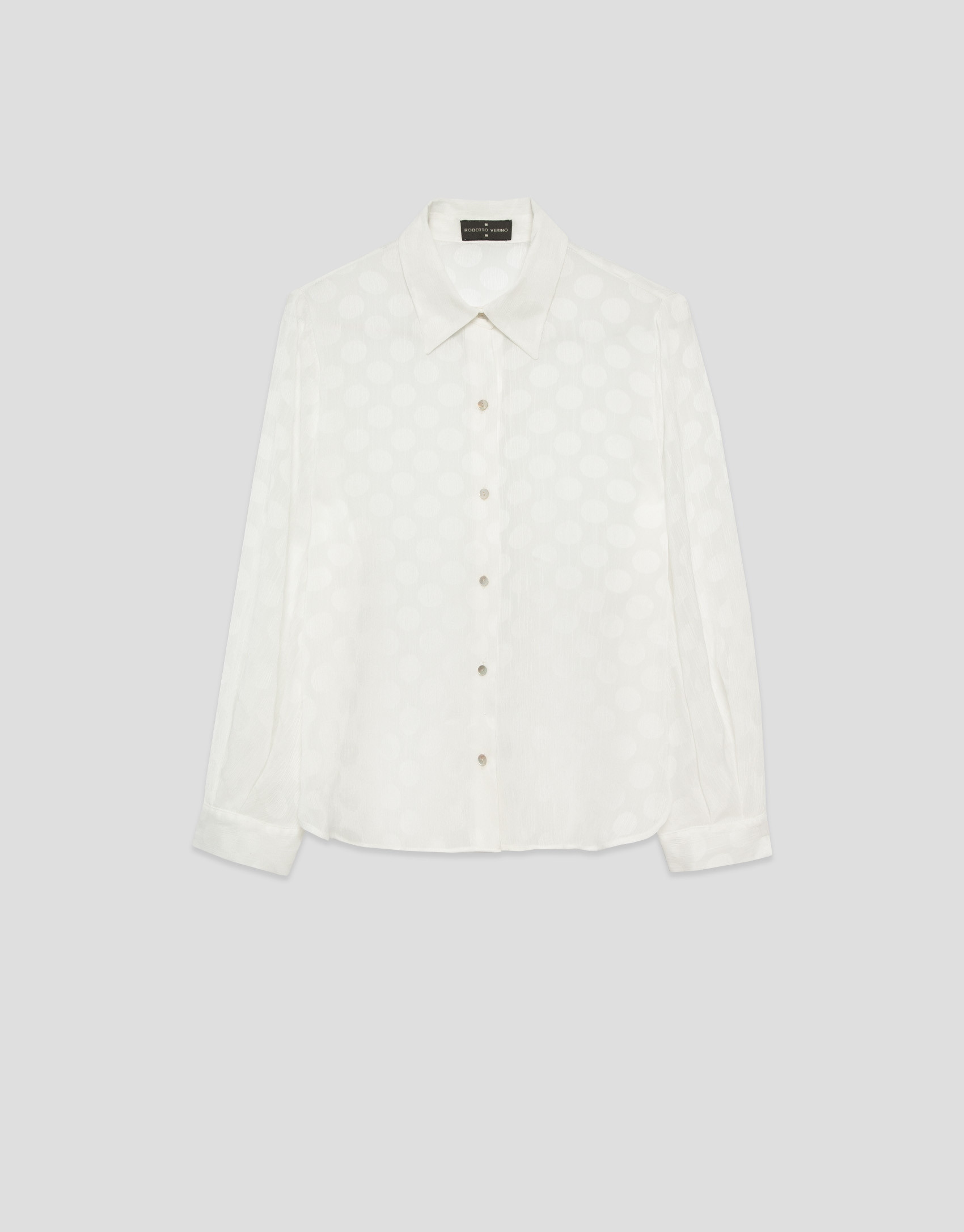 White bamboo shirt with circle jacquard - Woman | Roberto Verino