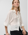 White bamboo shirt with circle jacquard - Woman | Roberto Verino