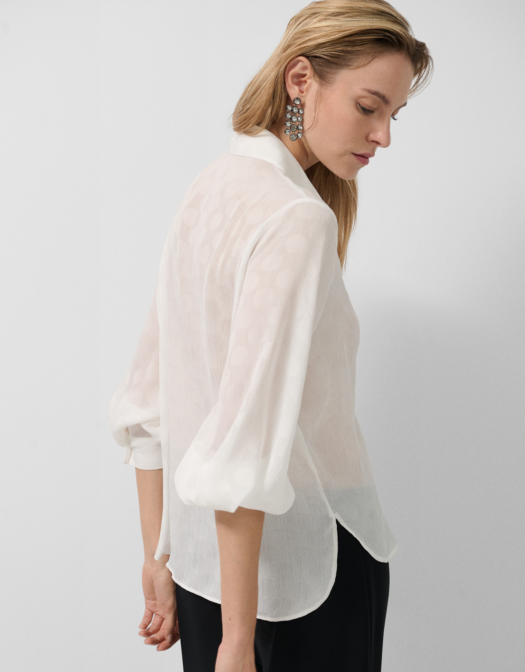 Camisa en bambula blanco con jacquard de ... | Roberto Verino