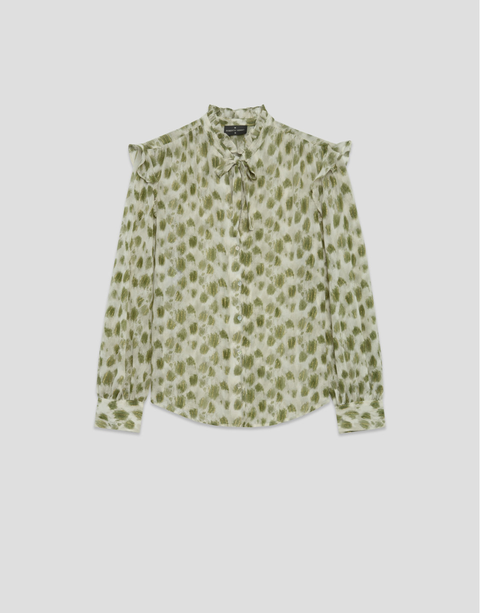 Green spot print ruffled blouse - Woman | Roberto Verino