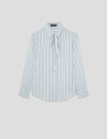 Blue striped shirt with bow at the neck - Woman | Roberto Verino