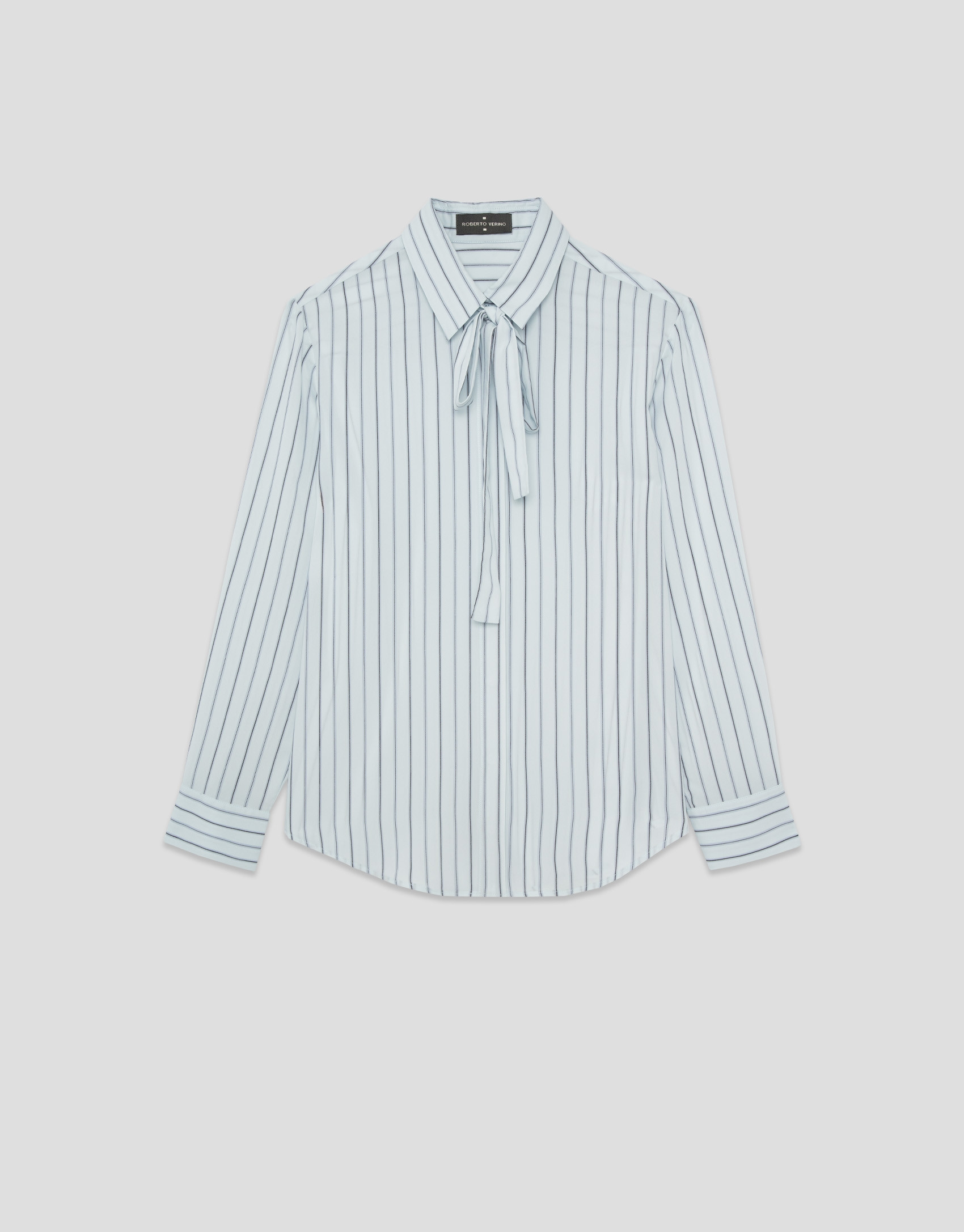 Camisa listas azules con lazada en cuello | Roberto Verino