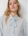Blue striped shirt with bow at the neck - Woman | Roberto Verino