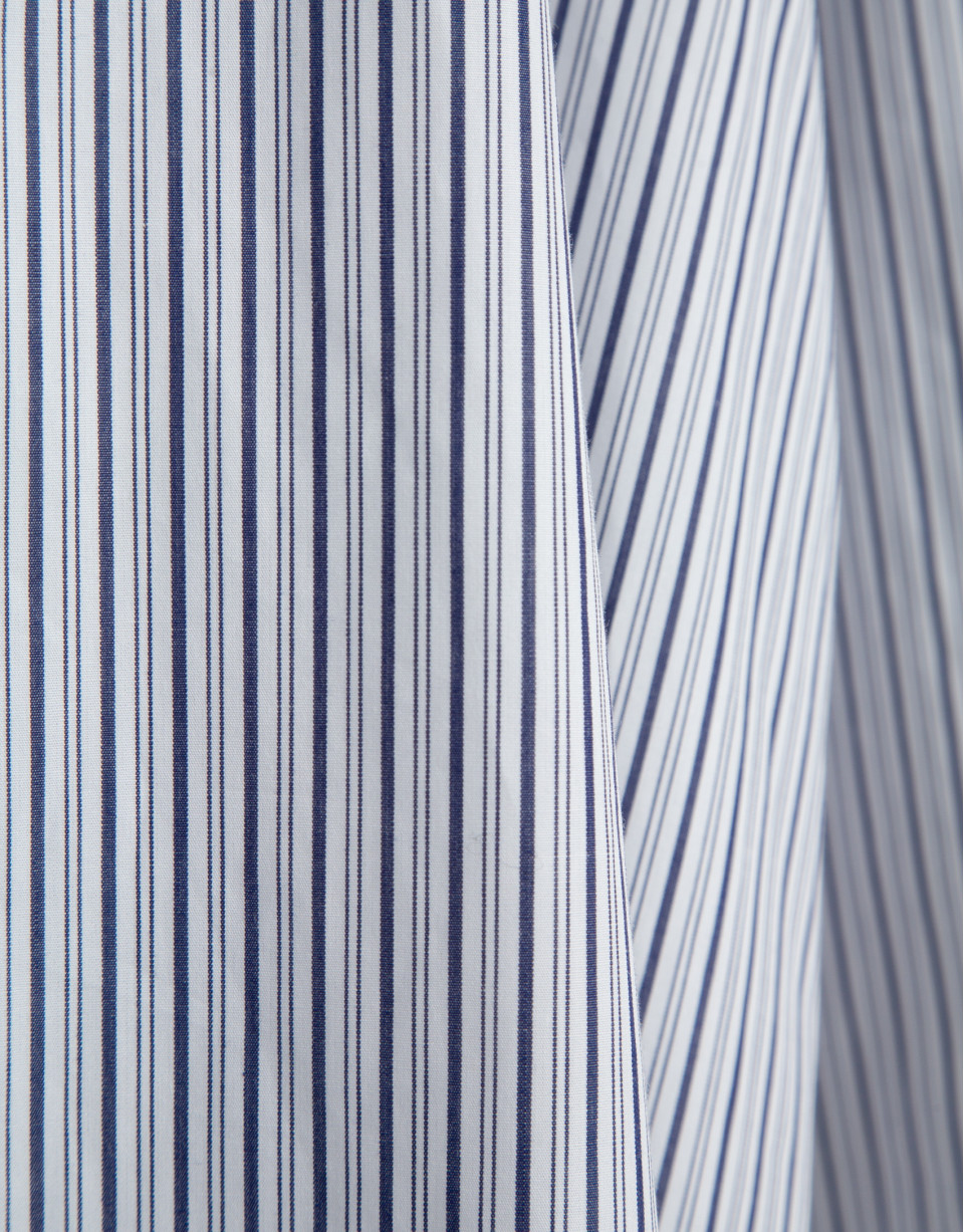 Navy blue striped men's shirt - Woman - AW2025 | Roberto Verino
