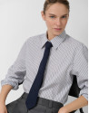 Navy blue striped men's shirt - Woman - AW2025 | Roberto Verino