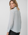 Blue striped shirt with bow at the neck - Woman | Roberto Verino