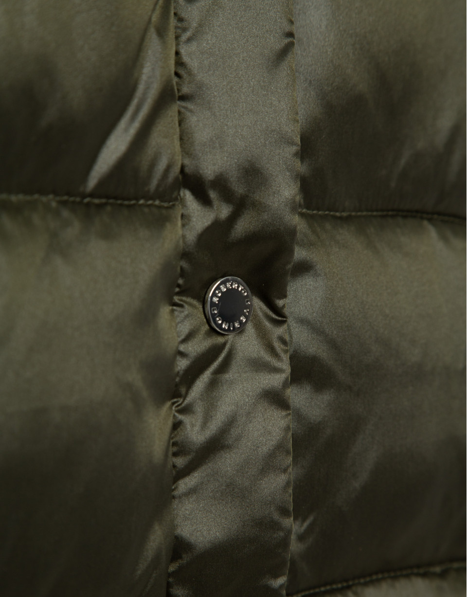 Green padded vest with hood - Woman - AW2025 | Roberto Verino