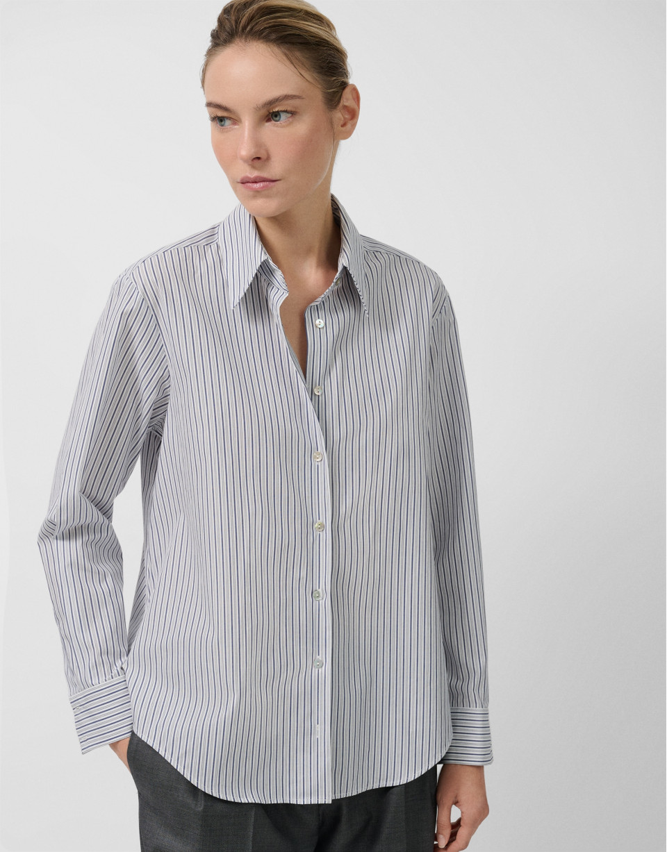 Camisa masculina listas azul marino - Mujer | Roberto Verino