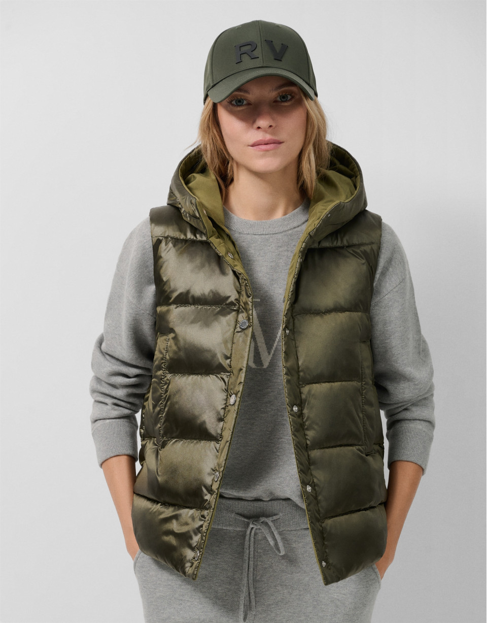 Chaleco acolchado con capucha verde - Mujer | Roberto Verino
