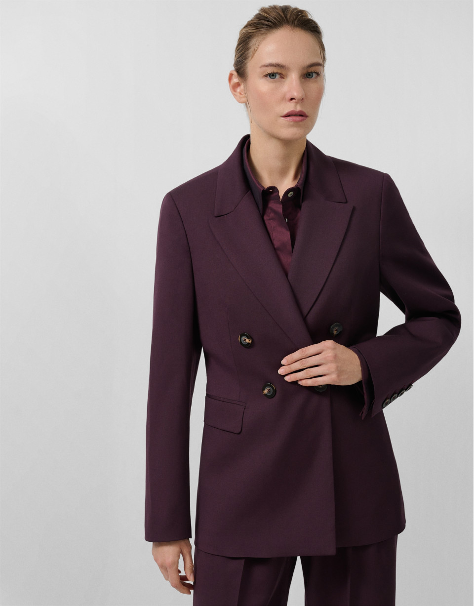 Burgundy wool double-breasted blazer | Roberto Verino