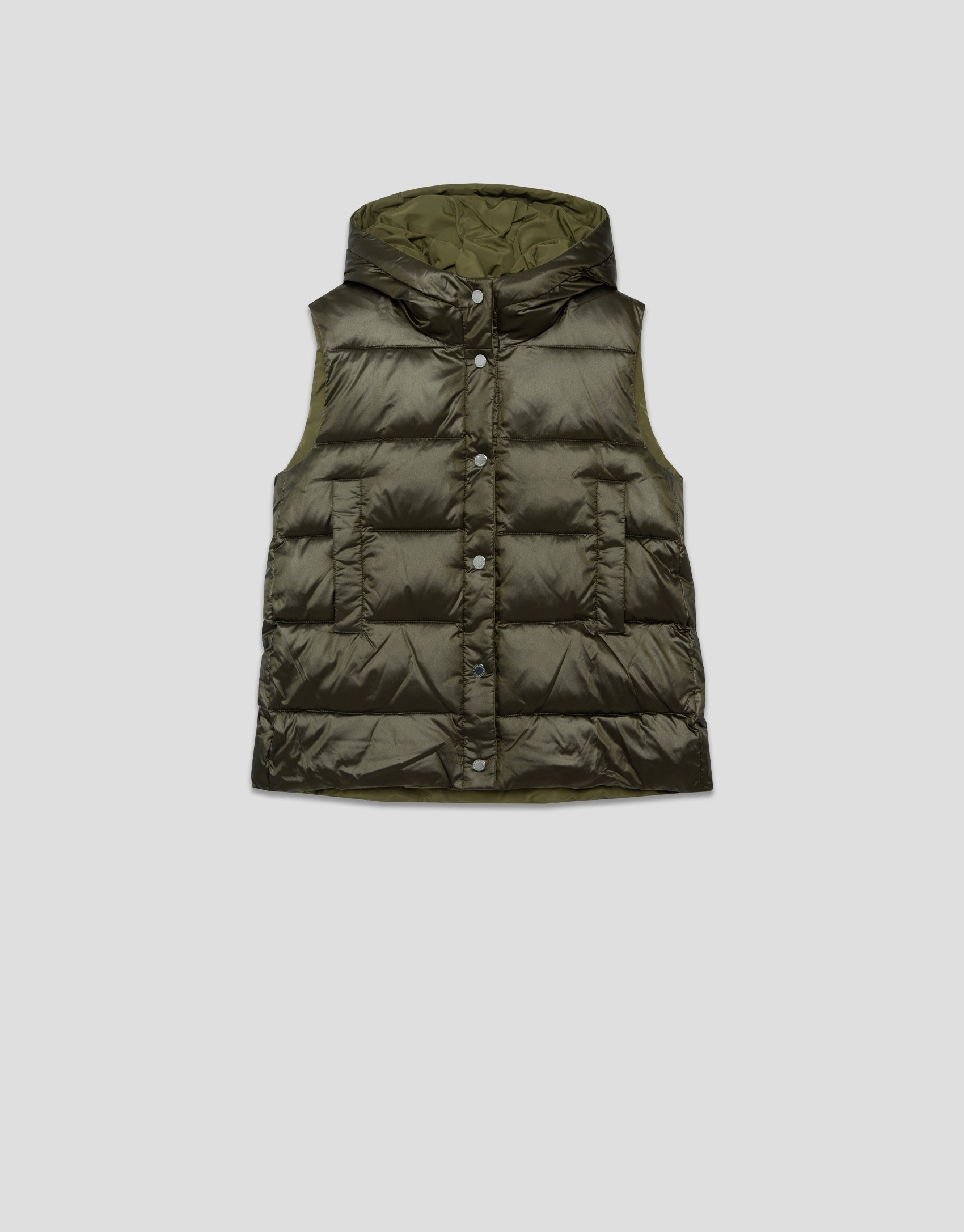Chaleco acolchado con capucha verde - Mujer | Roberto Verino