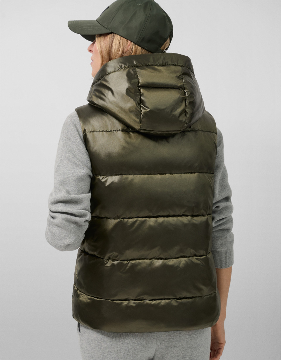 Chaleco acolchado con capucha verde - Mujer | Roberto Verino