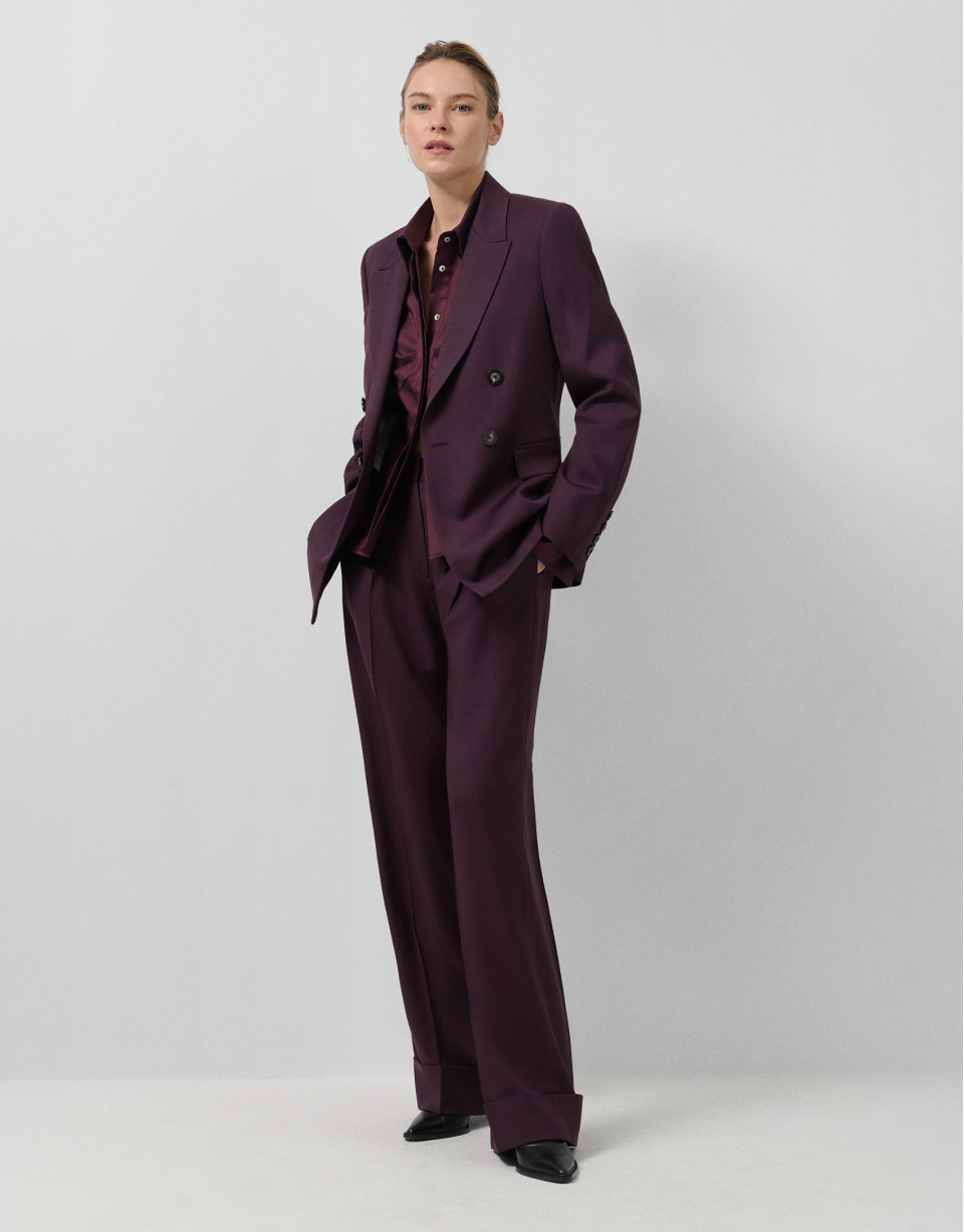 Burgundy wool double-breasted blazer | Roberto Verino