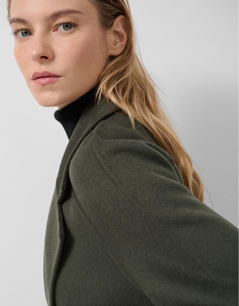 Long coat in green double-sided cloth - Woman | Roberto Verino