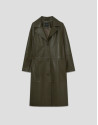 Long green napa coat - Woman - AW2025 | Roberto Verino