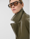 Long green napa coat - Woman - AW2025 | Roberto Verino