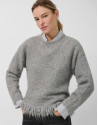 Grey oversized sweater with fringes - Woman | Roberto Verino