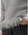 Grey oversized sweater with fringes - Woman | Roberto Verino