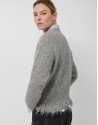 Grey oversized sweater with fringes - Woman | Roberto Verino