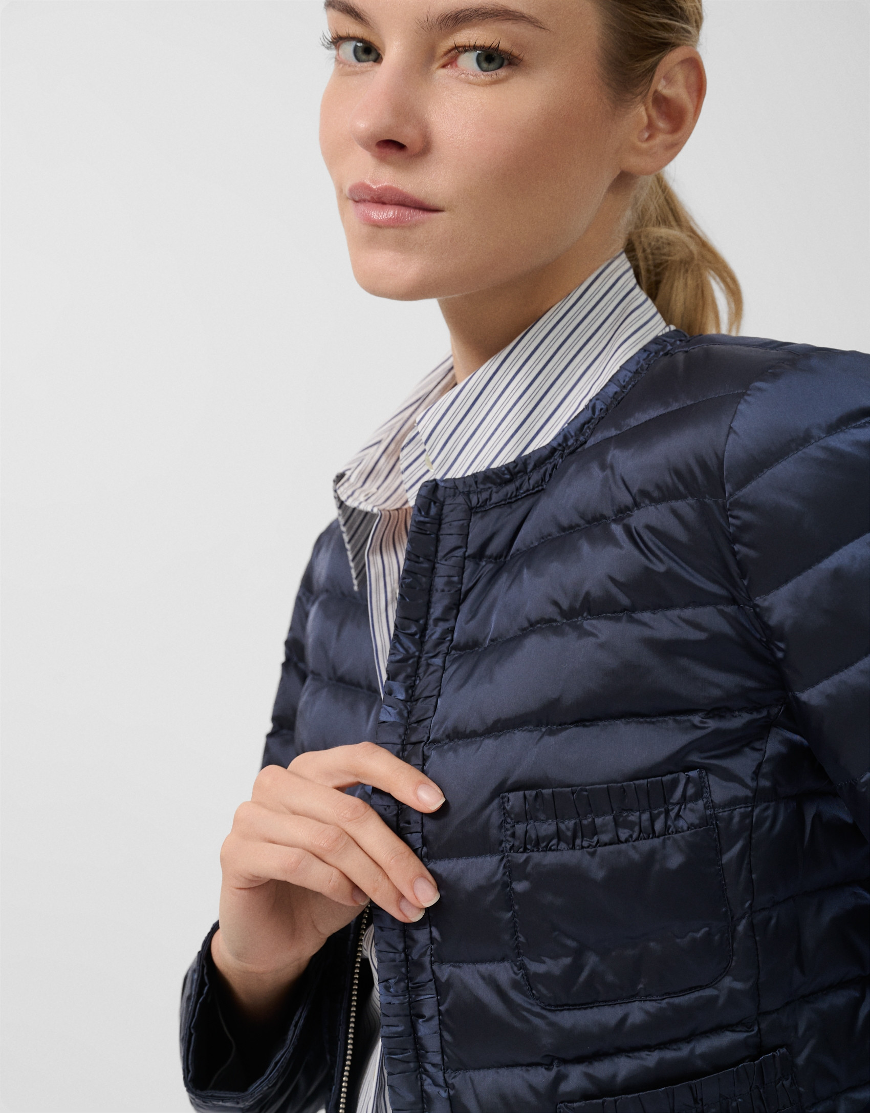 Blue four-pocket down padded jacket - Woman | Roberto Verino