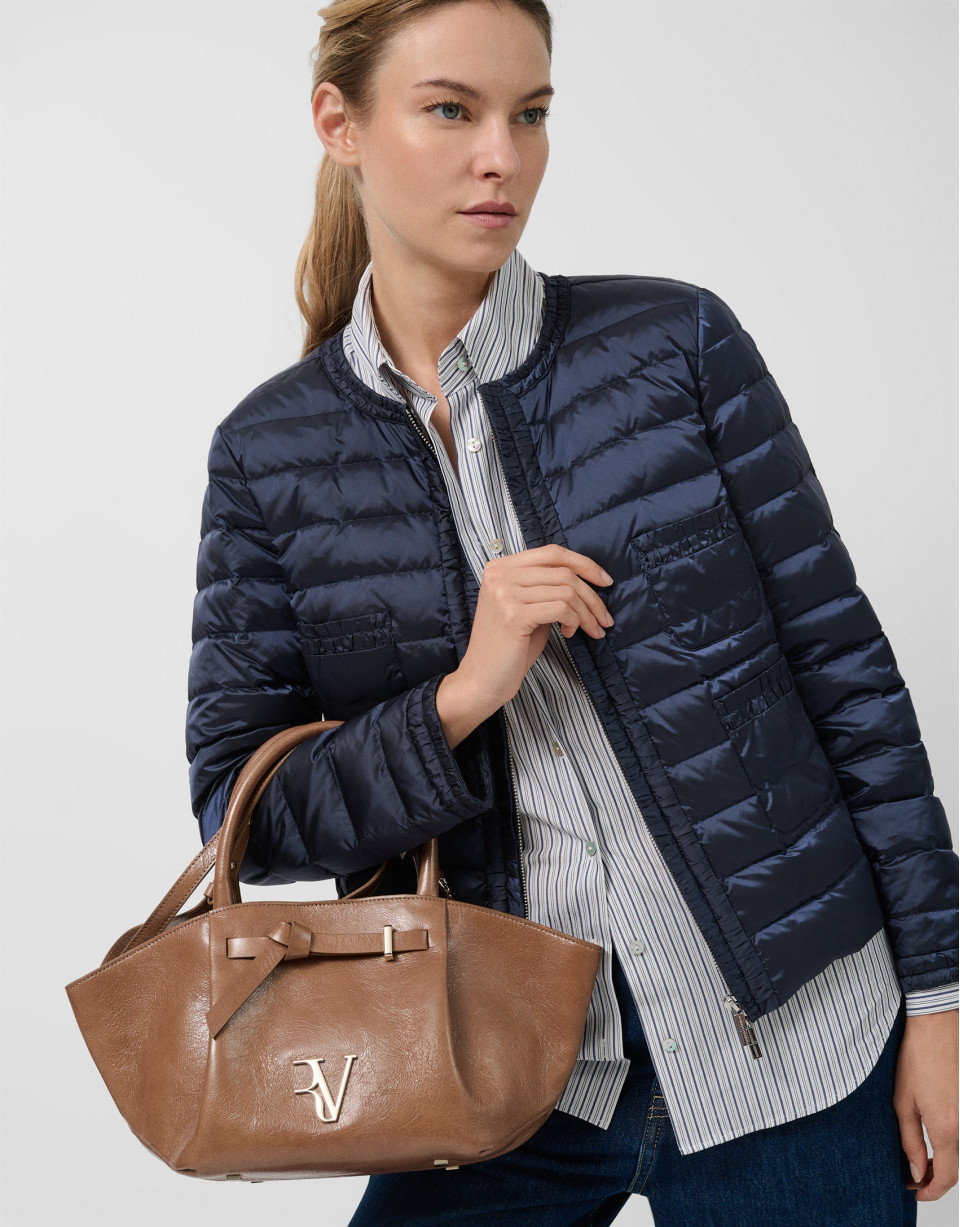 Chaqueta acolchada plumas cuatro bolsillos azul | Roberto Verino